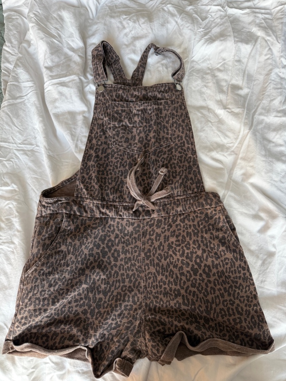 Wallflower Brown Leopard Print Short Overalls